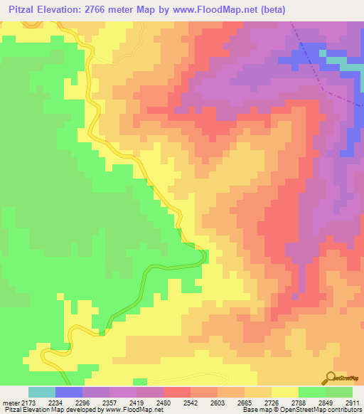 Pitzal,Guatemala Elevation Map