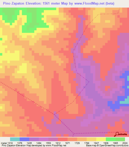 Pino Zapaton,Guatemala Elevation Map