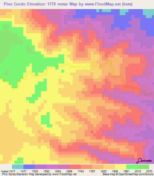 Pino Gordo,Guatemala Elevation Map