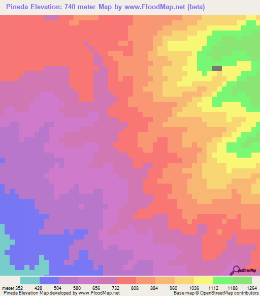 Pineda,Guatemala Elevation Map