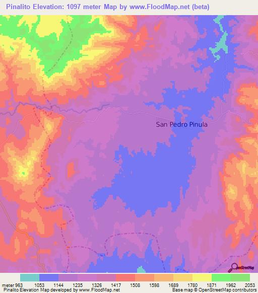 Pinalito,Guatemala Elevation Map