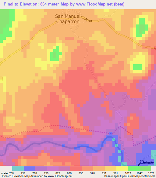 Pinalito,Guatemala Elevation Map