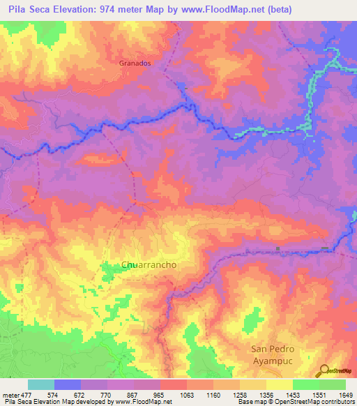 Pila Seca,Guatemala Elevation Map