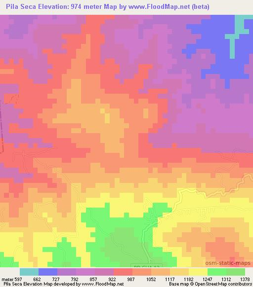 Pila Seca,Guatemala Elevation Map