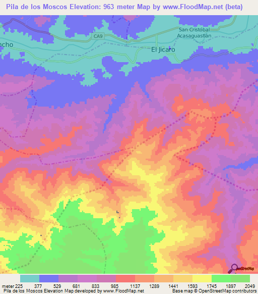 Pila de los Moscos,Guatemala Elevation Map