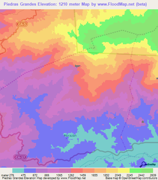 Piedras Grandes,Guatemala Elevation Map