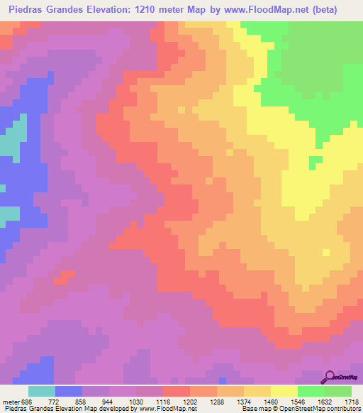 Piedras Grandes,Guatemala Elevation Map