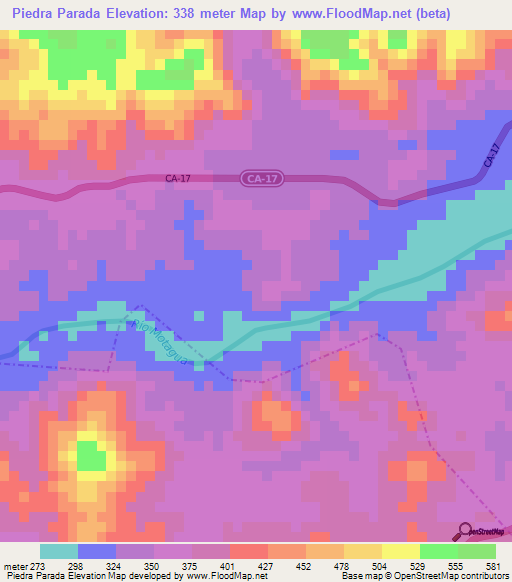 Piedra Parada,Guatemala Elevation Map