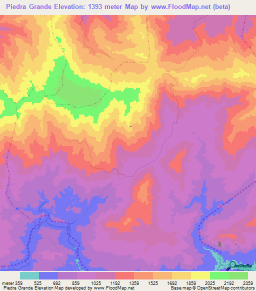 Piedra Grande,Guatemala Elevation Map