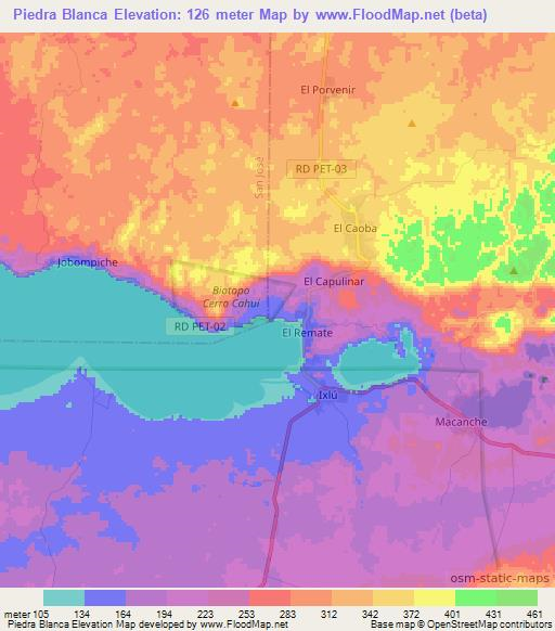 Piedra Blanca,Guatemala Elevation Map