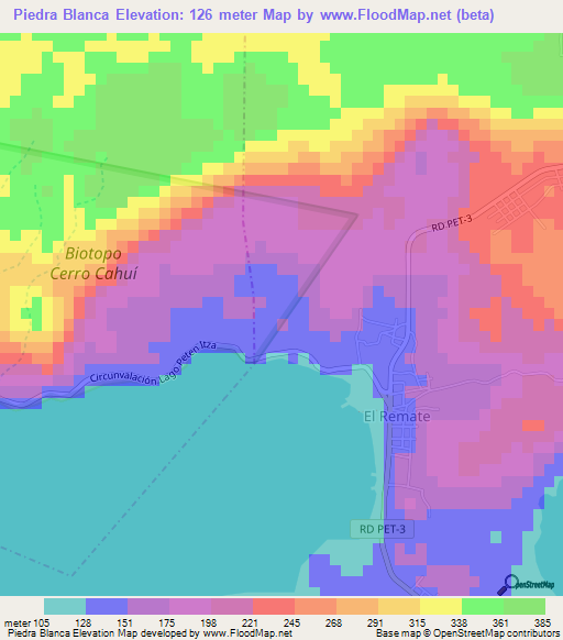 Piedra Blanca,Guatemala Elevation Map