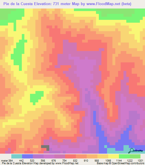 Pie de la Cuesta,Guatemala Elevation Map