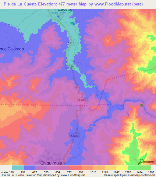 Pie de La Cuesta,Guatemala Elevation Map