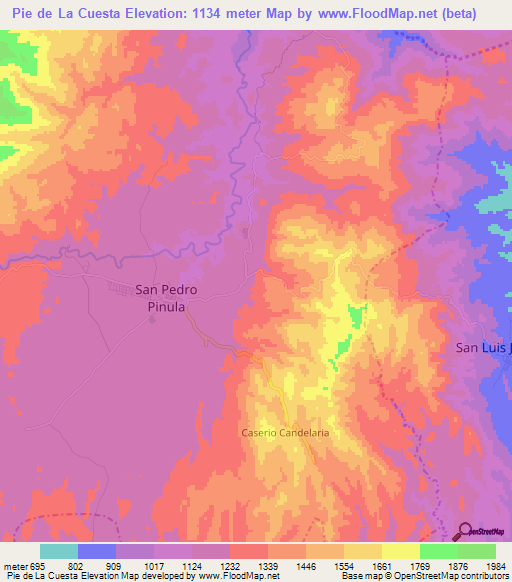 Pie de La Cuesta,Guatemala Elevation Map