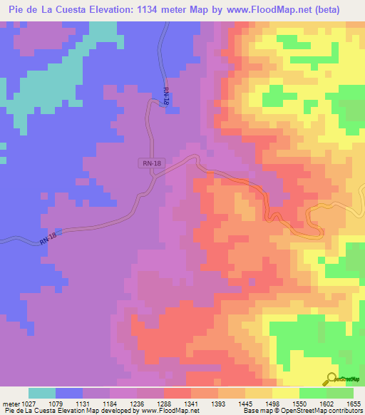 Pie de La Cuesta,Guatemala Elevation Map