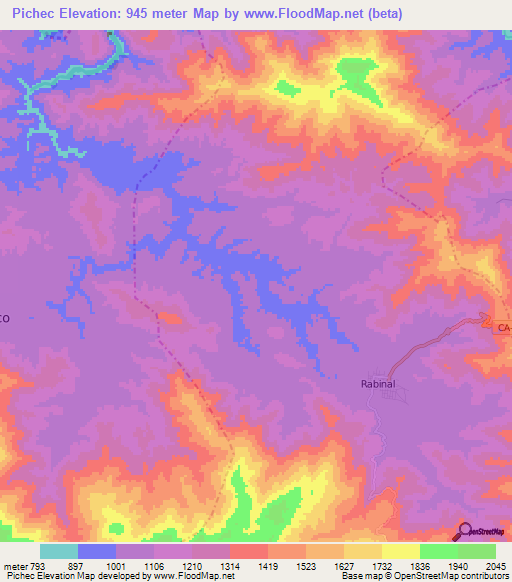 Pichec,Guatemala Elevation Map