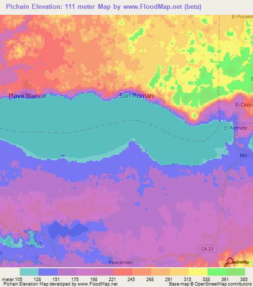 Pichain,Guatemala Elevation Map