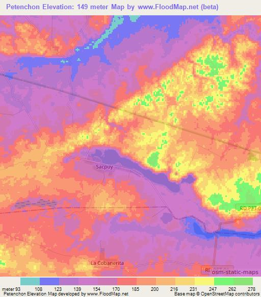 Petenchon,Guatemala Elevation Map