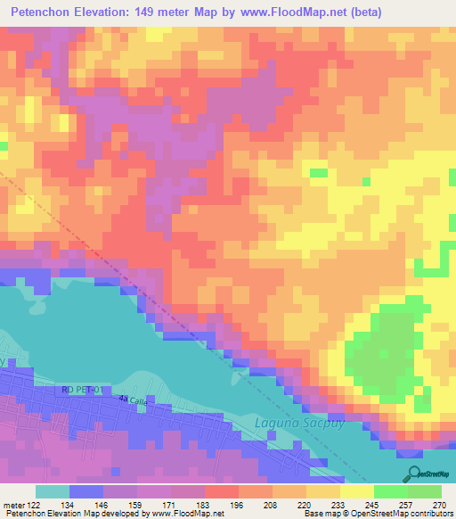 Petenchon,Guatemala Elevation Map