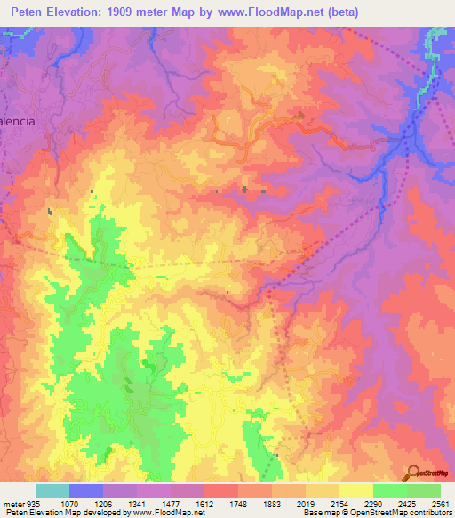 Peten,Guatemala Elevation Map