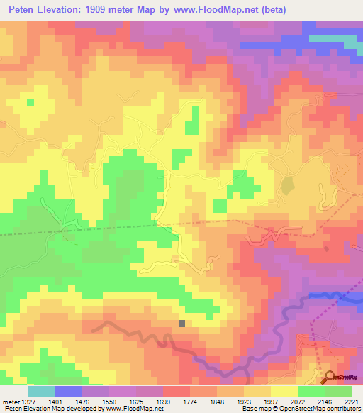 Peten,Guatemala Elevation Map