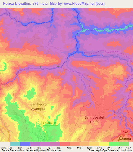 Petaca,Guatemala Elevation Map