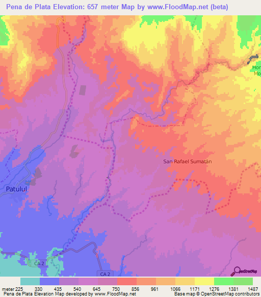 Pena de Plata,Guatemala Elevation Map