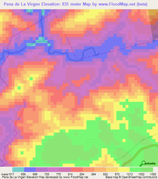 Pena de La Virgen,Guatemala Elevation Map