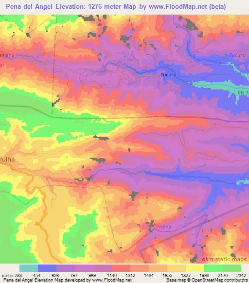 Pena del Angel,Guatemala Elevation Map