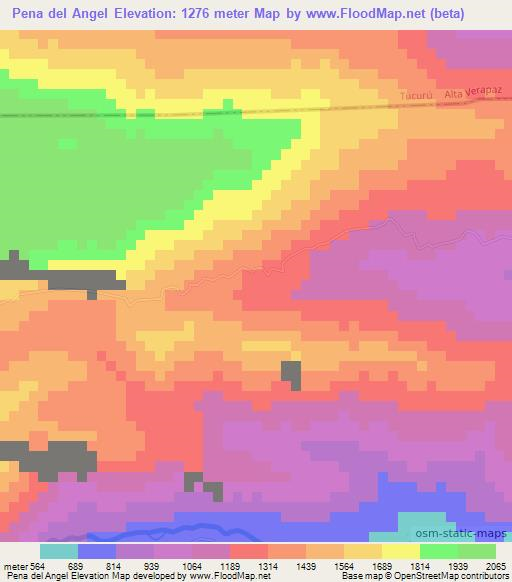 Pena del Angel,Guatemala Elevation Map