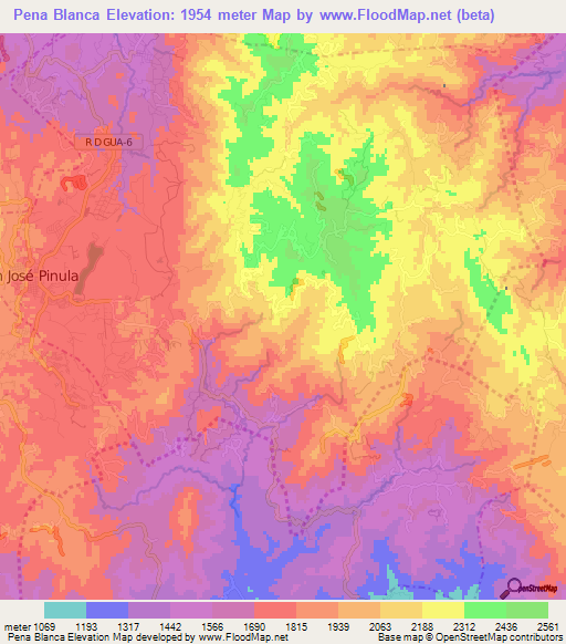 Pena Blanca,Guatemala Elevation Map