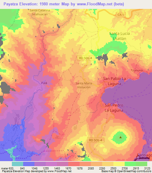 Payatza,Guatemala Elevation Map