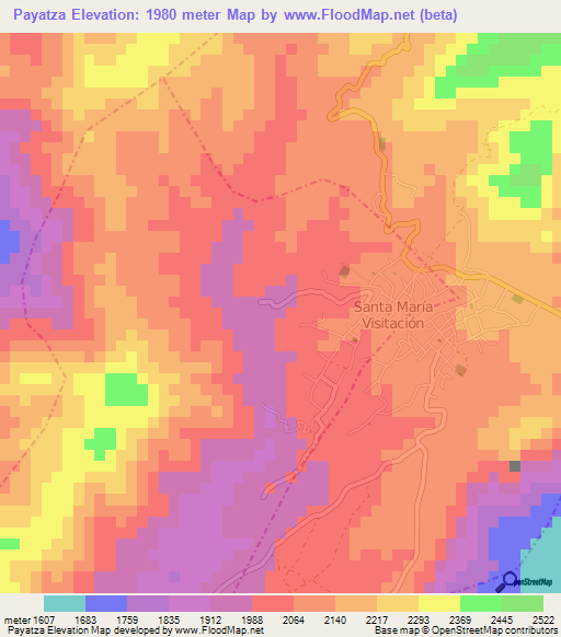 Payatza,Guatemala Elevation Map