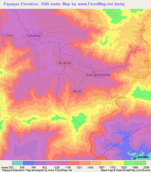 Payaque,Guatemala Elevation Map