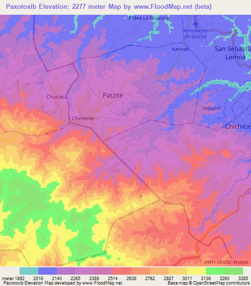 Paxotoxib,Guatemala Elevation Map