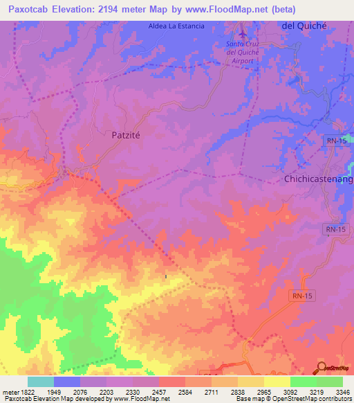 Paxotcab,Guatemala Elevation Map