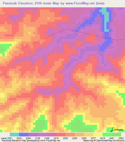 Paxotcab,Guatemala Elevation Map