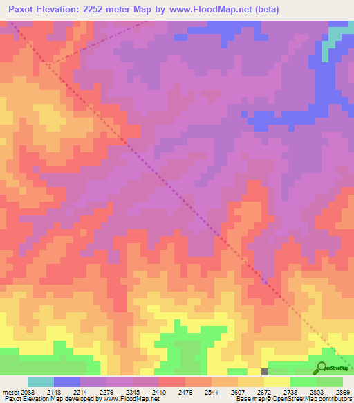 Paxot,Guatemala Elevation Map