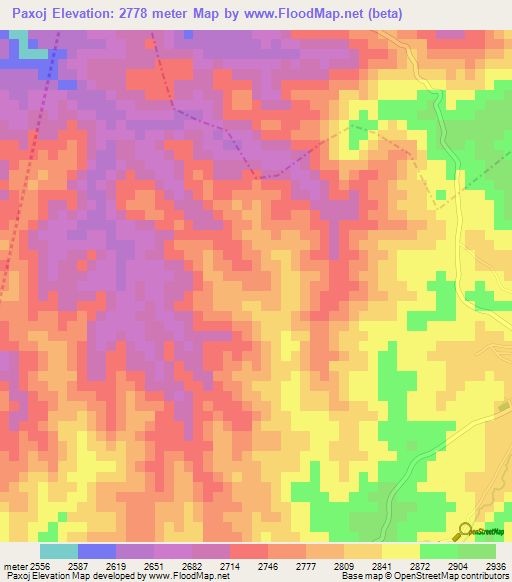 Paxoj,Guatemala Elevation Map