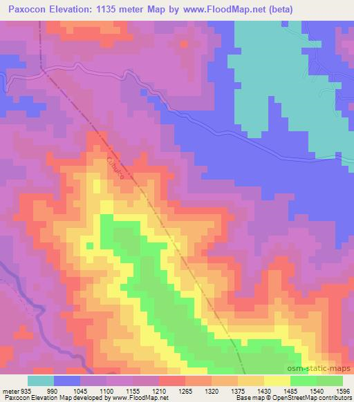 Paxocon,Guatemala Elevation Map