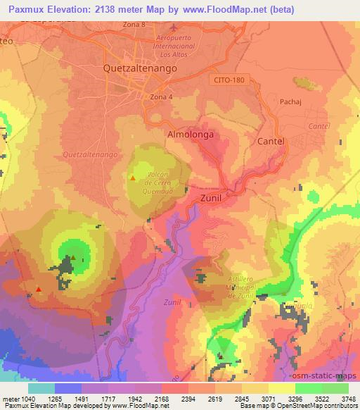 Paxmux,Guatemala Elevation Map