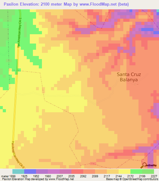 Paxilon,Guatemala Elevation Map