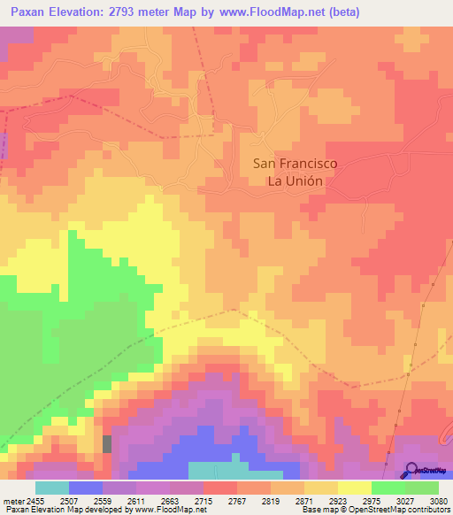 Paxan,Guatemala Elevation Map