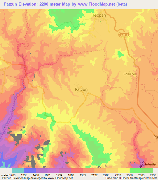 Patzun,Guatemala Elevation Map