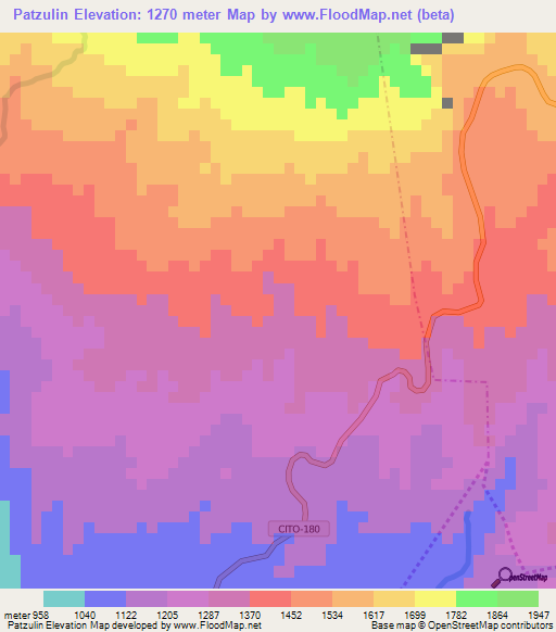 Patzulin,Guatemala Elevation Map