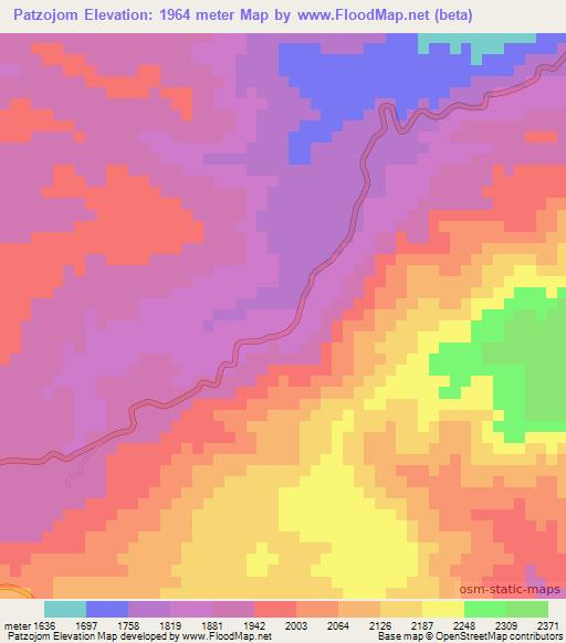 Patzojom,Guatemala Elevation Map