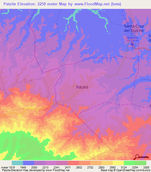 Patzite,Guatemala Elevation Map