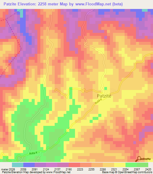 Patzite,Guatemala Elevation Map