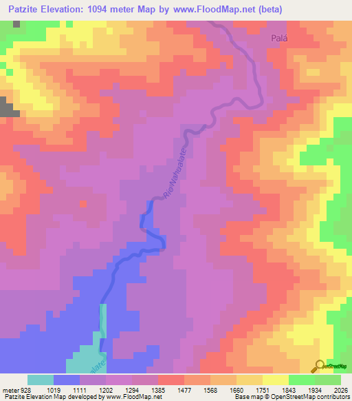 Patzite,Guatemala Elevation Map