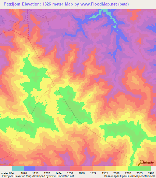 Patzijom,Guatemala Elevation Map